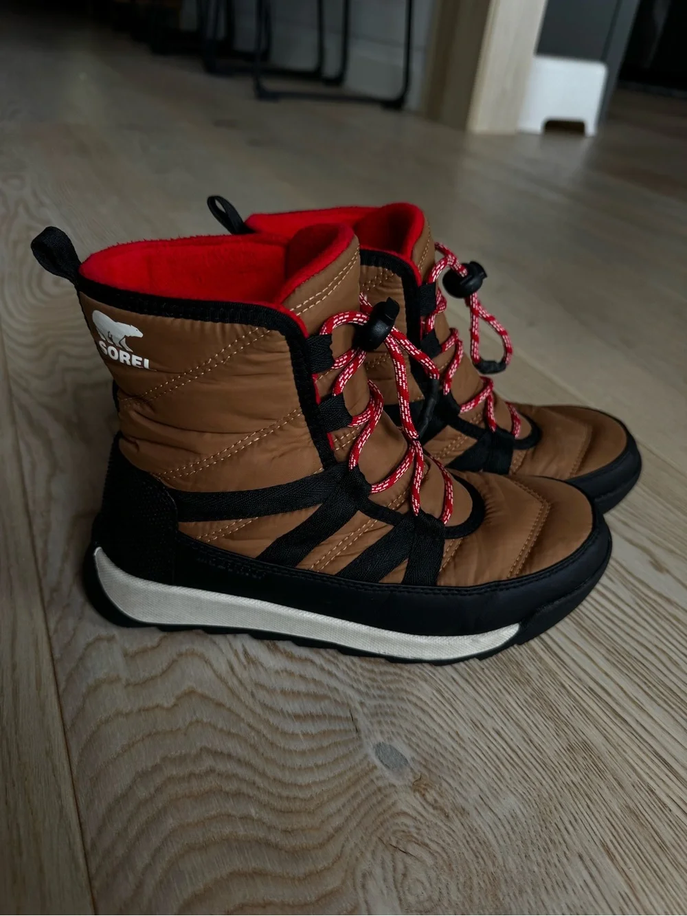 Sorel Kids Tan and Red Insulated Snow Boots